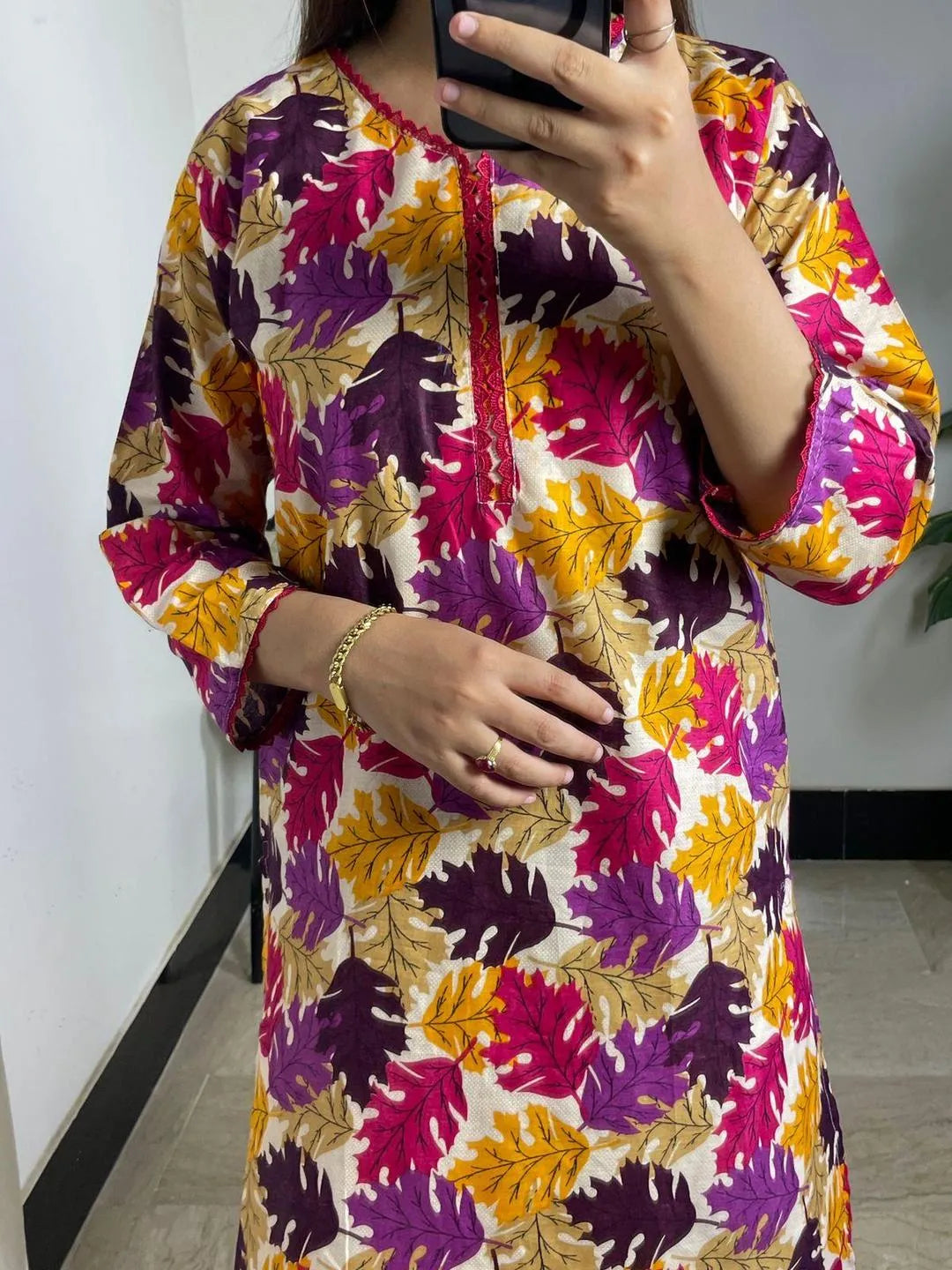 2 Pcs Women's Stitched Lawn Printed Shirt And Trouser